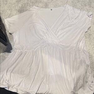 Amazon White V-Neck Peplum Surplice Tunic Top